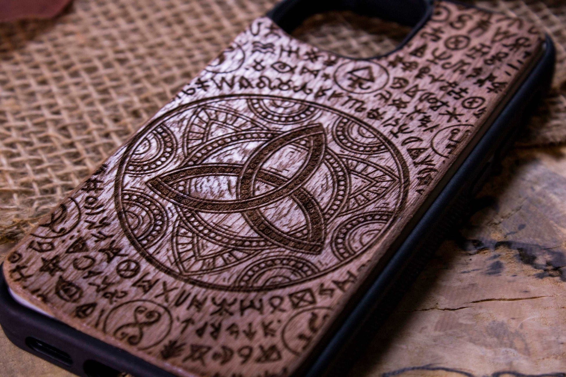 Celtic Triquetra Symbol Phone case,Wiccan Pagan, witchcraft, Gispy, Wood, and,