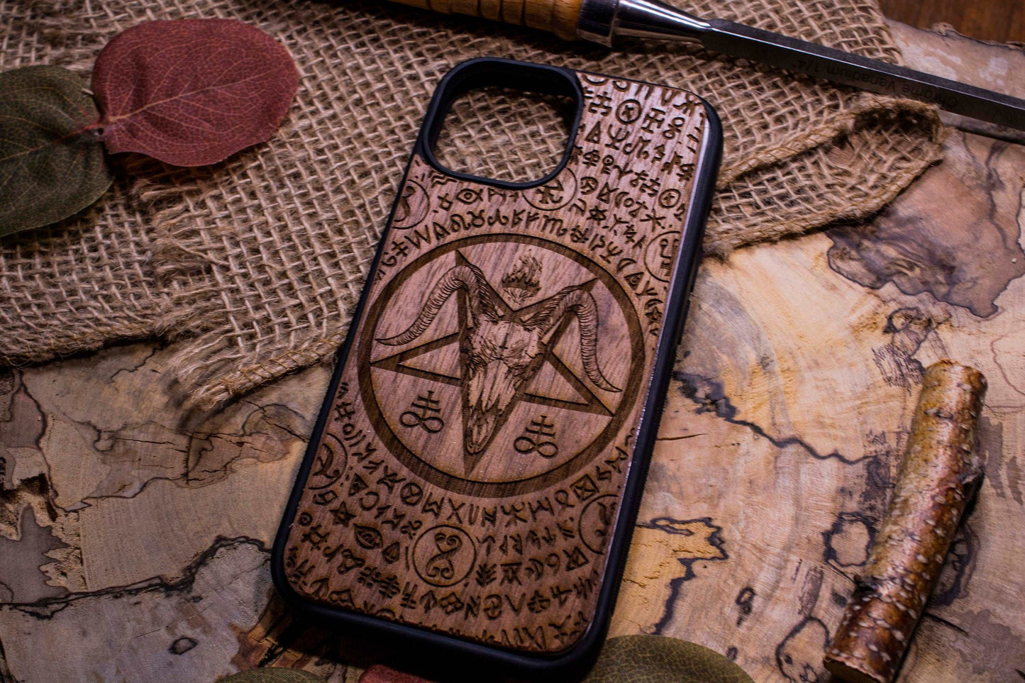 BAPHOMET Goat Demon Satan Wood Phone case Goth