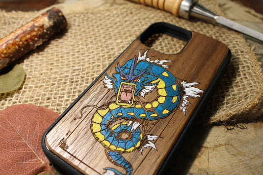 Cute japanese anime cartoon, wood phone case