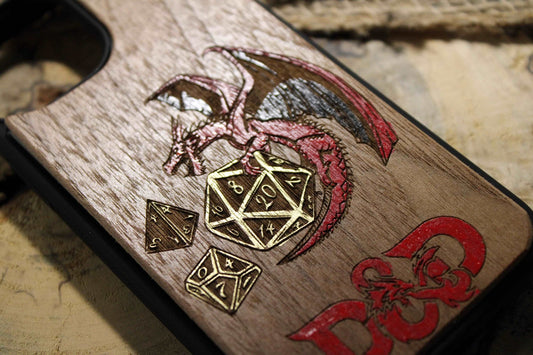 dungeon and dragons logo and gold dices