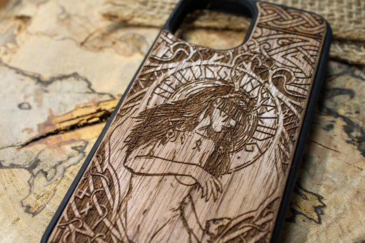 Viking Valkykie Woman  Wood Phone Case