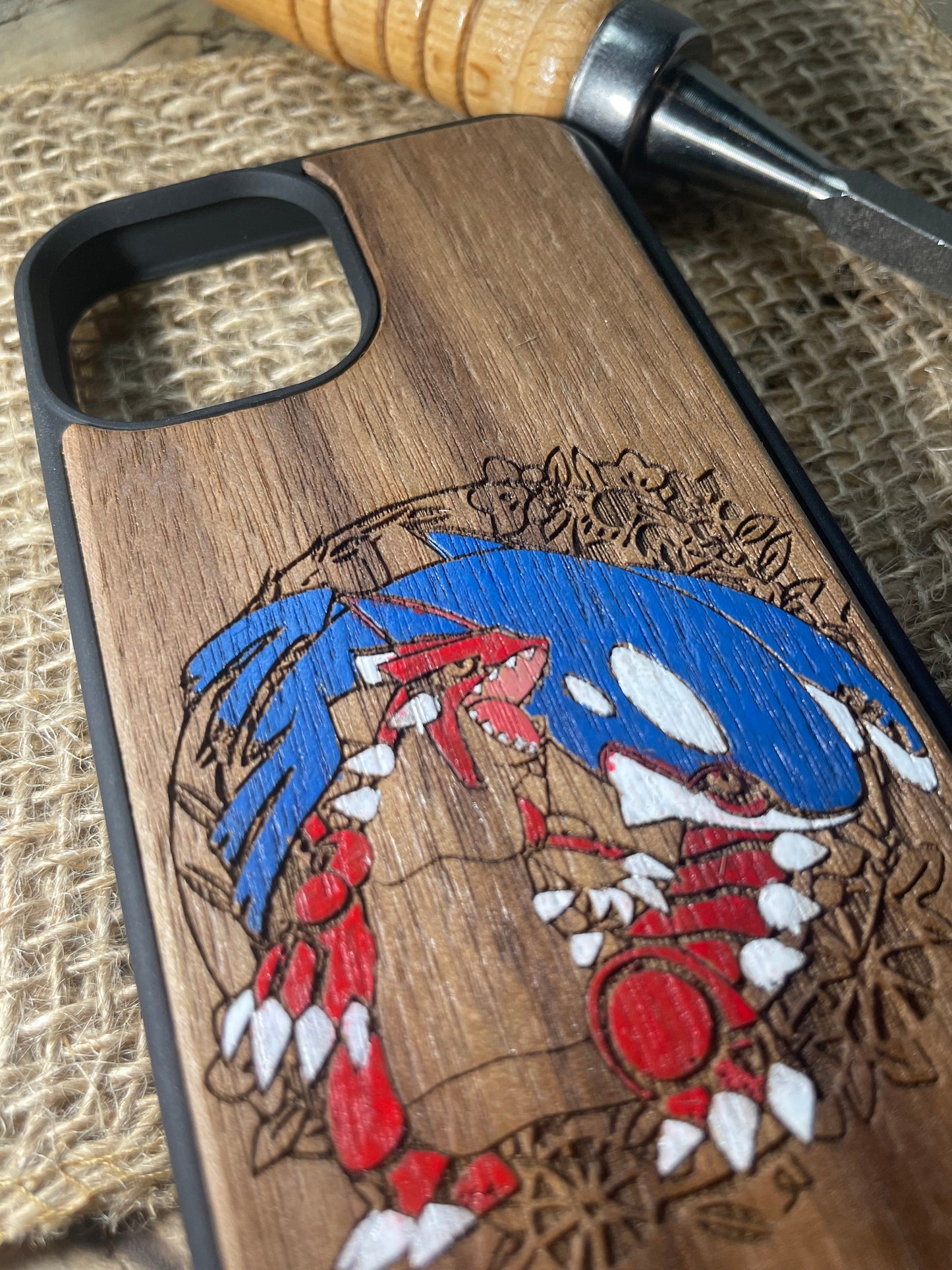 Cute japanese anime cartoon Hand painted, wood phone case