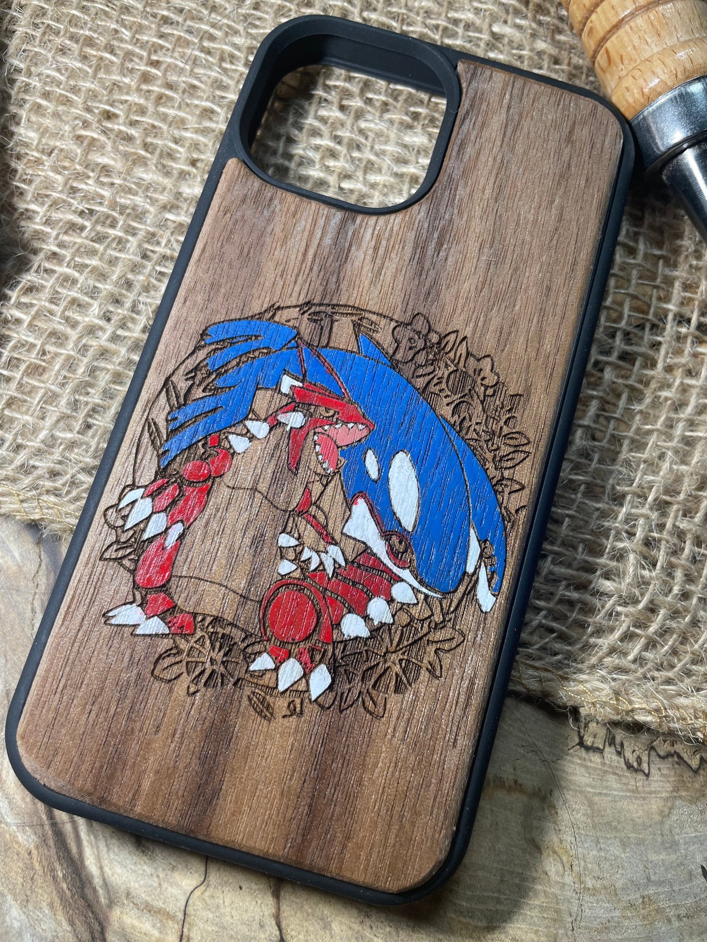 Cute japanese anime cartoon Hand painted, wood phone case