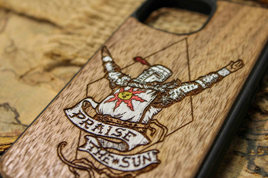 Elden ring praise the sun phone case wood, dark souls