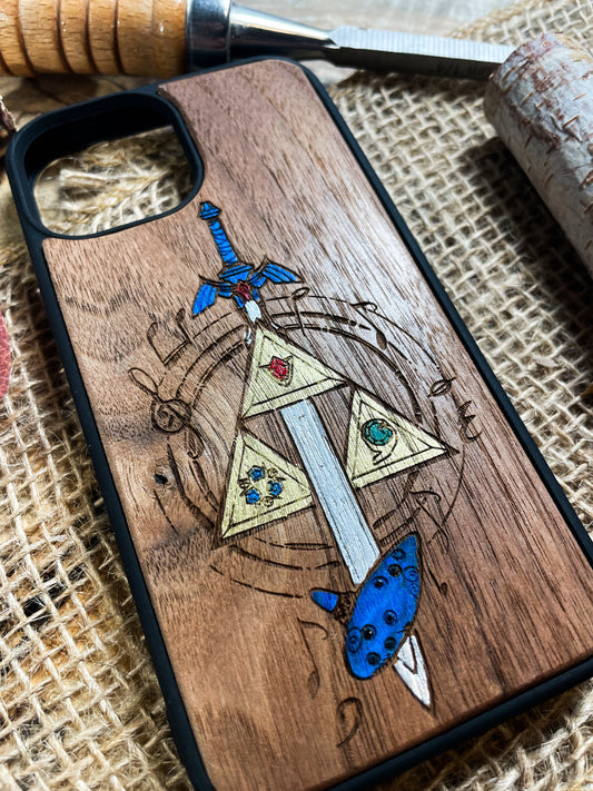 Zelda phone case, wood majoras mask link hyrule