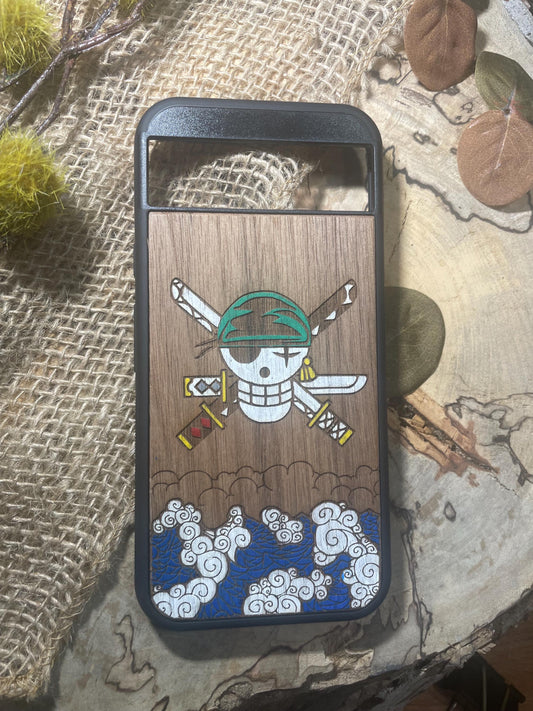 Japanese anime  handpainted wood phone case